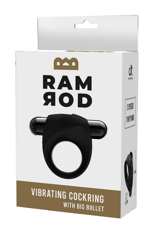 ANELLO PER IL PENE VIBRANTE RAMROD CON GRANDE PROIETTILE NERO