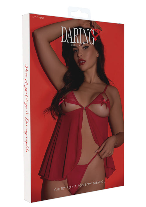 Babydoll Cheeky Peek-a-Boo Bow rosso